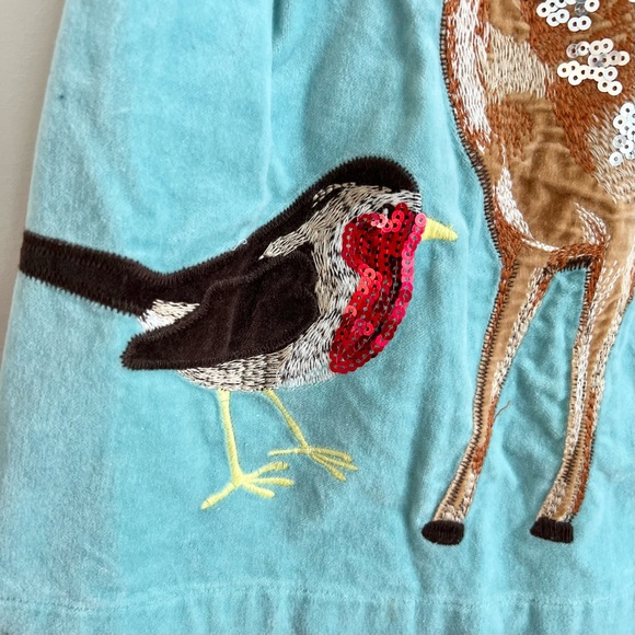 Mini Boden Deer & bird Sequin Girls Dress 3-4 yr - Picture 2 of 8